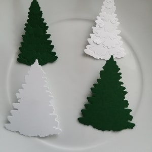 Tannenbäume * 5 Teilig * Stanzteile * Kartenaufleger, Weihnachten, in weiß u. grün