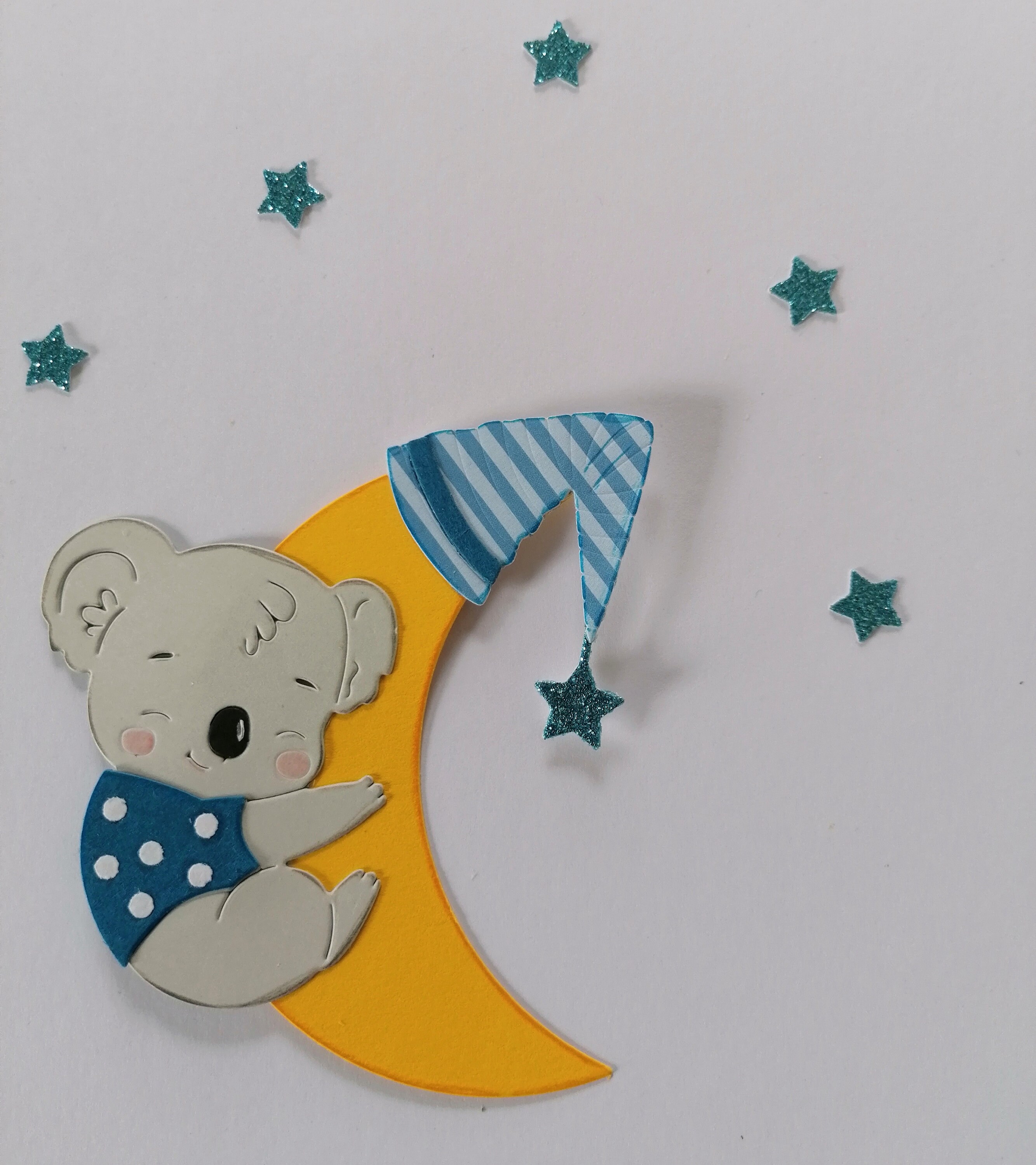 Kartenaufleger Topper/ Sticker Koala auf Mond Etsy