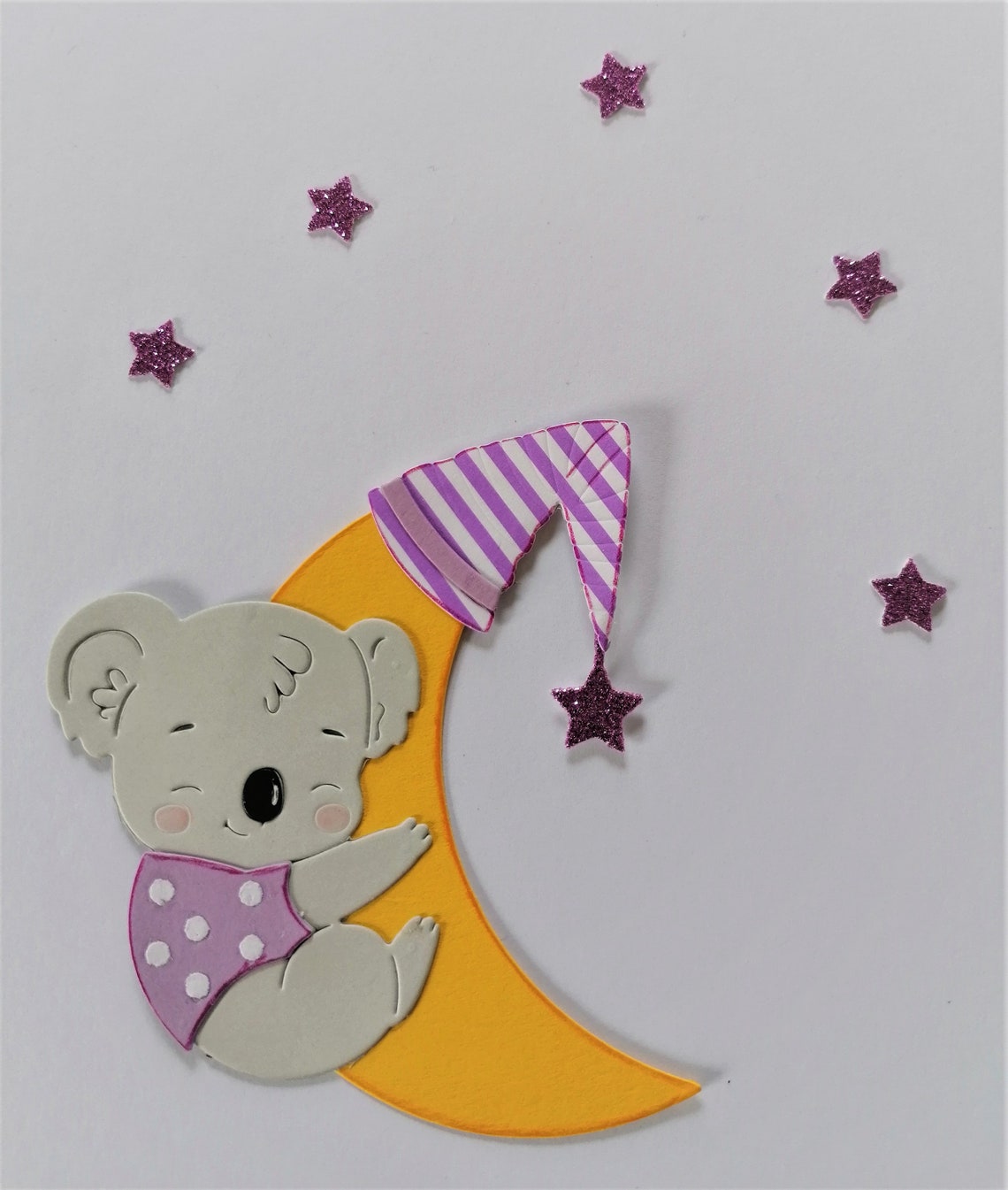 Kartenaufleger Topper/ Sticker Koala auf Mond Etsy