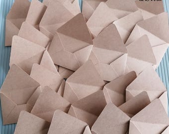 30 Mini Briefumschläge, Umschläge Kraftpapier (ca. 6,7 x 5 cm)