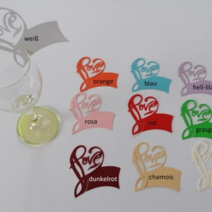 Glass cards, place cards, heart love, wedding baptism, birthday