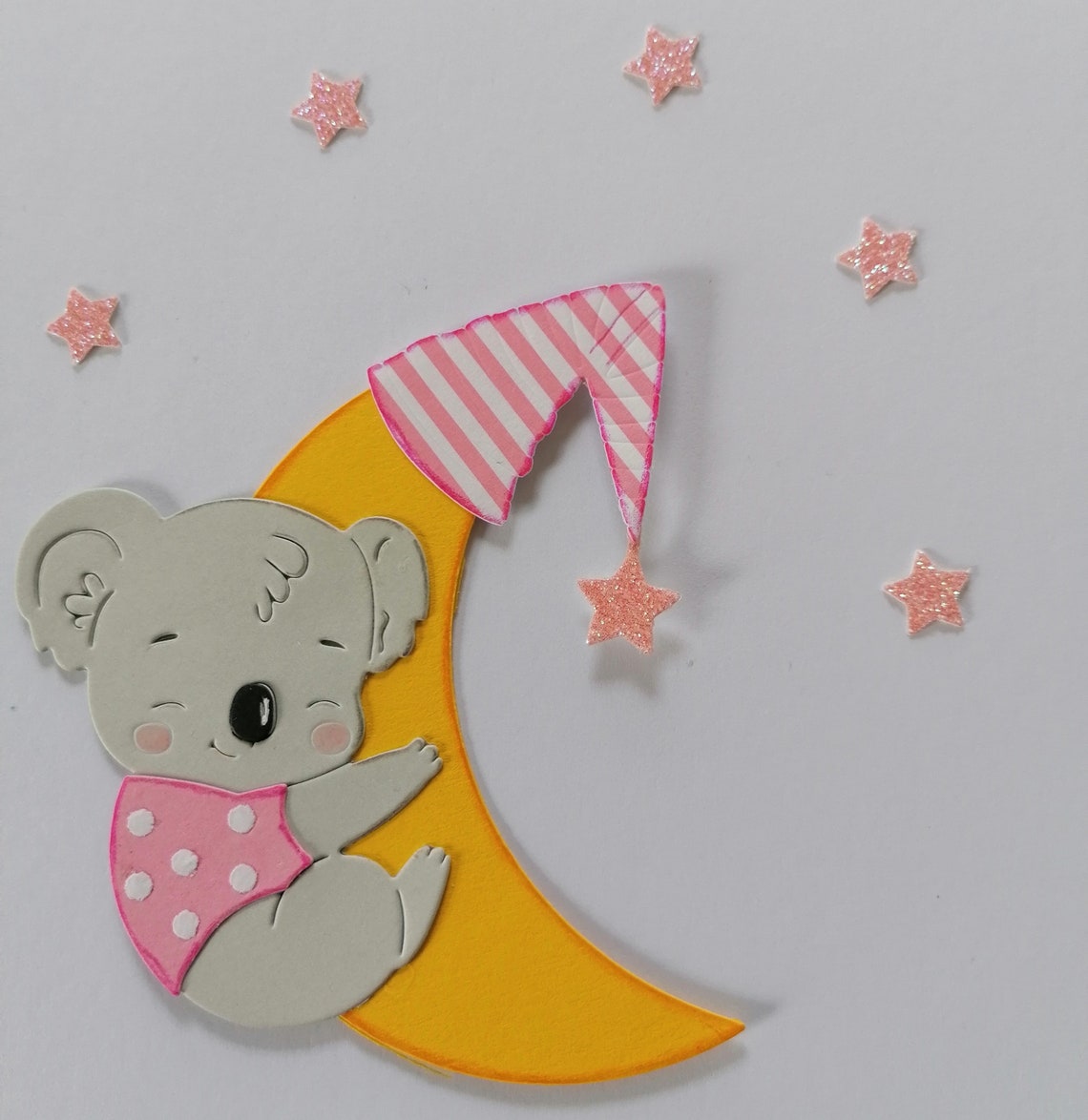 Kartenaufleger Topper/ Sticker Koala auf Mond Etsy