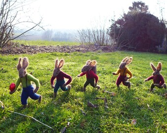 Osterhase, Hase, Waldorf, Filzfigur, Kaninchen, Osterdeko, Frühling, Jahreszeitentisch, Bunny, Rabbit, Osterei