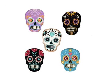 3.50 euros/piece. Skeleton head motif iron-on transfer, colorful