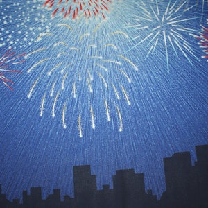 1.1 m houses, fireworks motif panel cotton fabric image 3