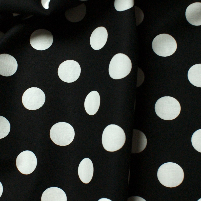 0.5m, Baumwollstoff Kreise, schwarz / weiß Stoff Bild 2