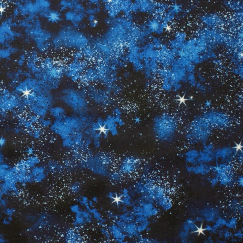 0.5 m stars, space, sky fabric, dark blue image 1