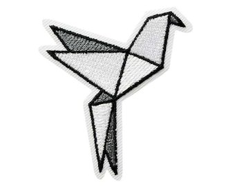 Origami Vogel, Taube, Bügelbild / Patch