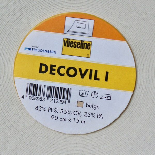 50cm, Decovil 1  Bügeleinlage, fixierbare Bügeleinlage