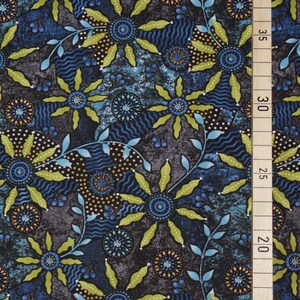 blau, gelber Blumen Stoff, 50cm, Baumwolle Bild 3