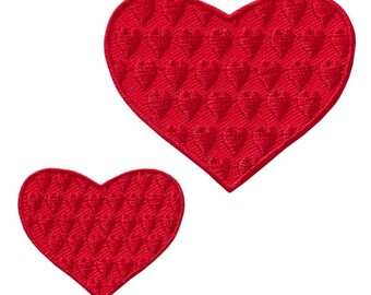 2 heart iron-on transfers in a set, 2 euros/piece, red