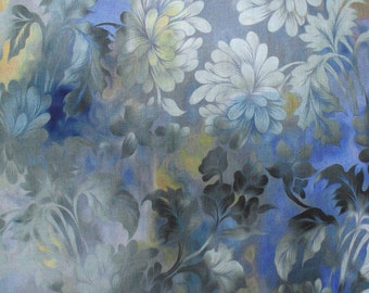 blue flowers, floral cotton fabric 50 cm, turquoise / blue