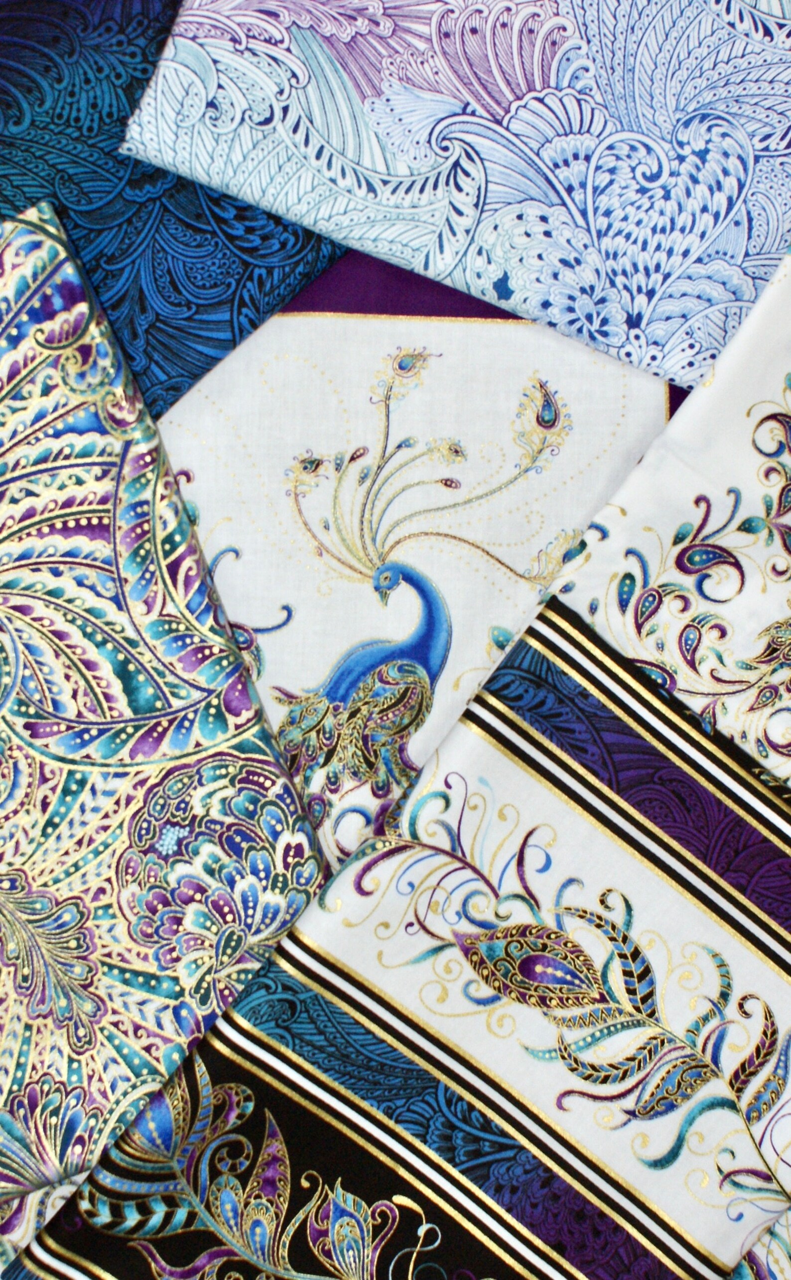 Peacock Panel Fabric Cotton 59 Cm White Etsy