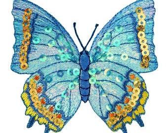 Schmetterling, Bügelbild, hellblau, Applikation, Flicken, Patch