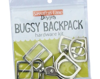 Backpack carabiner set with slider, lock, D-rings