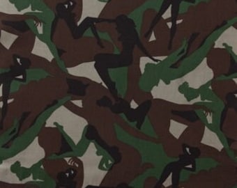 0.5 m fabric camouflage pattern with women motifs, cotton