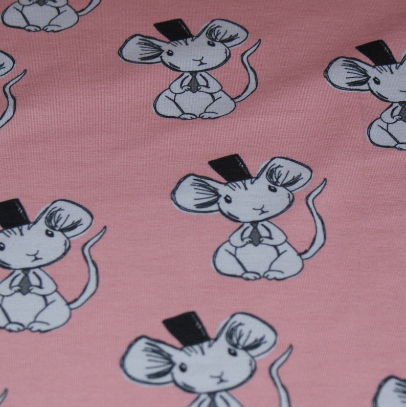 0.5m Mäuse Motiv Jersey Stoff, 50cm / rosa Bild 3