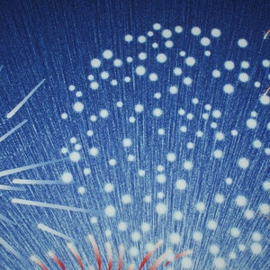 1.1 m houses, fireworks motif panel cotton fabric image 2
