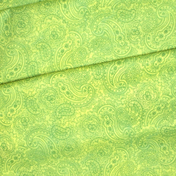 0.5m Paisley Patchworkstoff gelb / grün