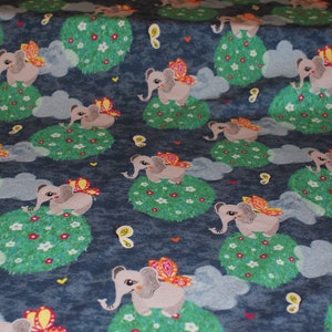 0.5 m, jersey fabric, elephants / forest, blue, 50 cm image 3