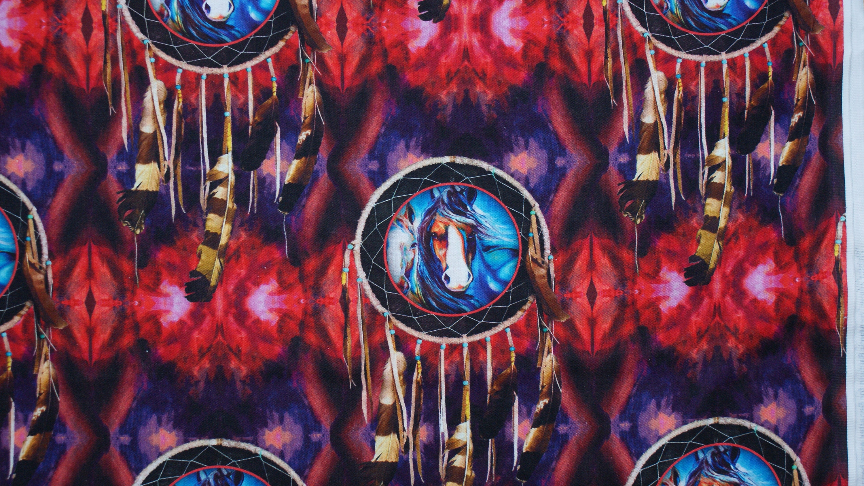 1900Eur/mètre chevaux avec attrape-rêves tissu chevaux et ...