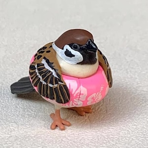 Japan Swimming Eurasian tree sparrow bird PVC mini figure model Color F