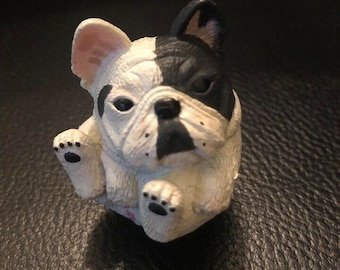 Black & White French Bulldog Bull Dog Ball Ball Animal PVC Mini Figurine Figure Model