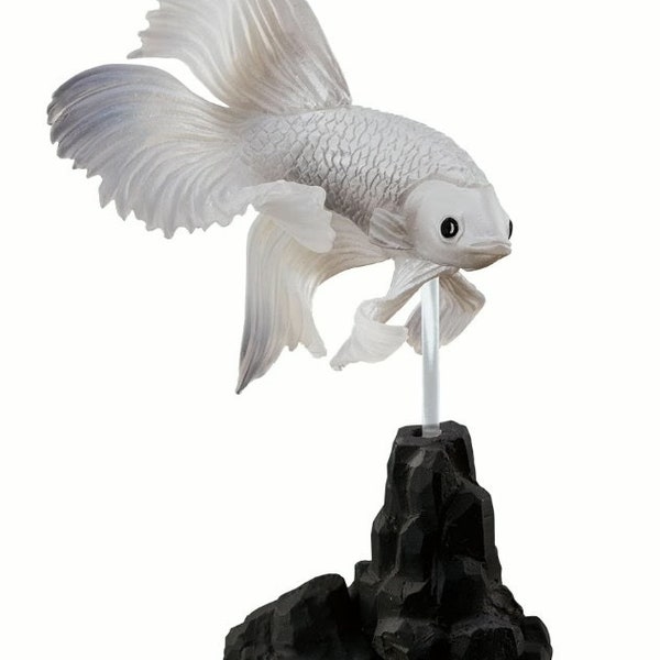 Siamese fighting fish betta fish PVC mini figure model figurine （WHITE)