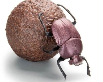 Red Dung beetle with dung PVC life size figure model figurine