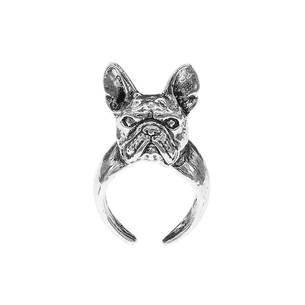 Bague en métal alliage bouledogue français Bull Dog sur mesure