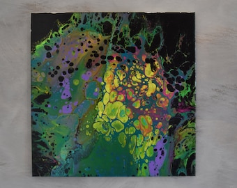 Neon Bubbles: 20 x 20 Acrylic Pour Painting