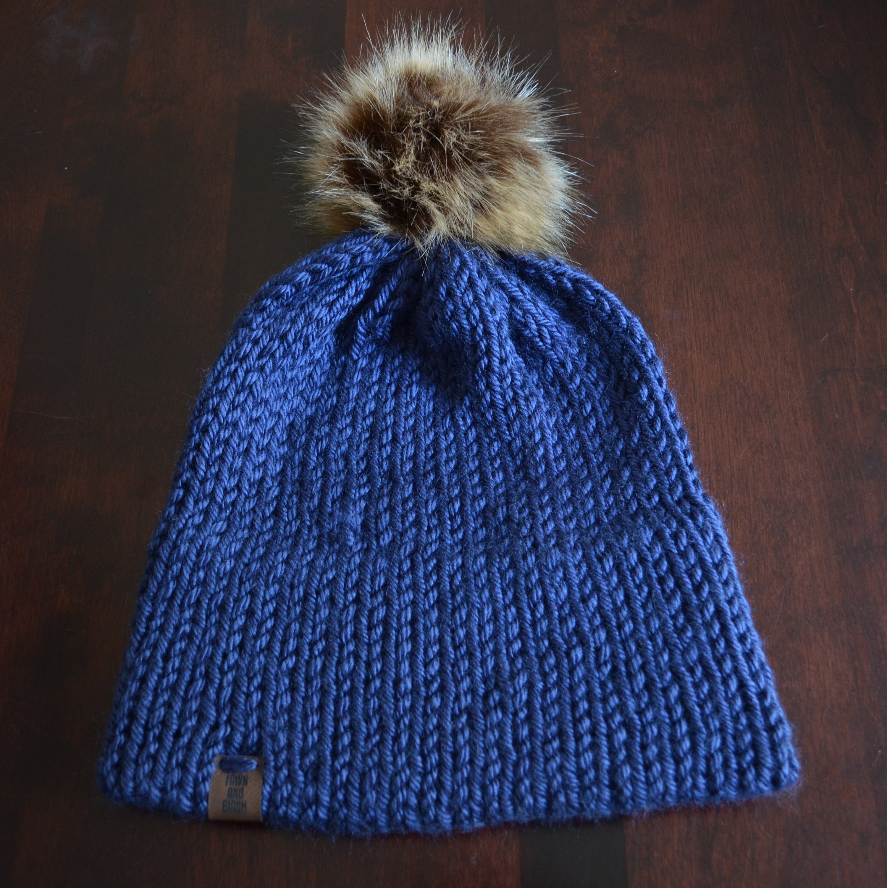 Navy Blue Knit Hat, Winter Toque, Hand Knitted Slouch Hat, Soft