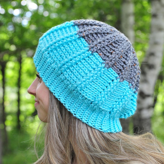 Handmade Crochet Tweed Hat: Aqua Blue Winter Toque - Etsy display picture 3