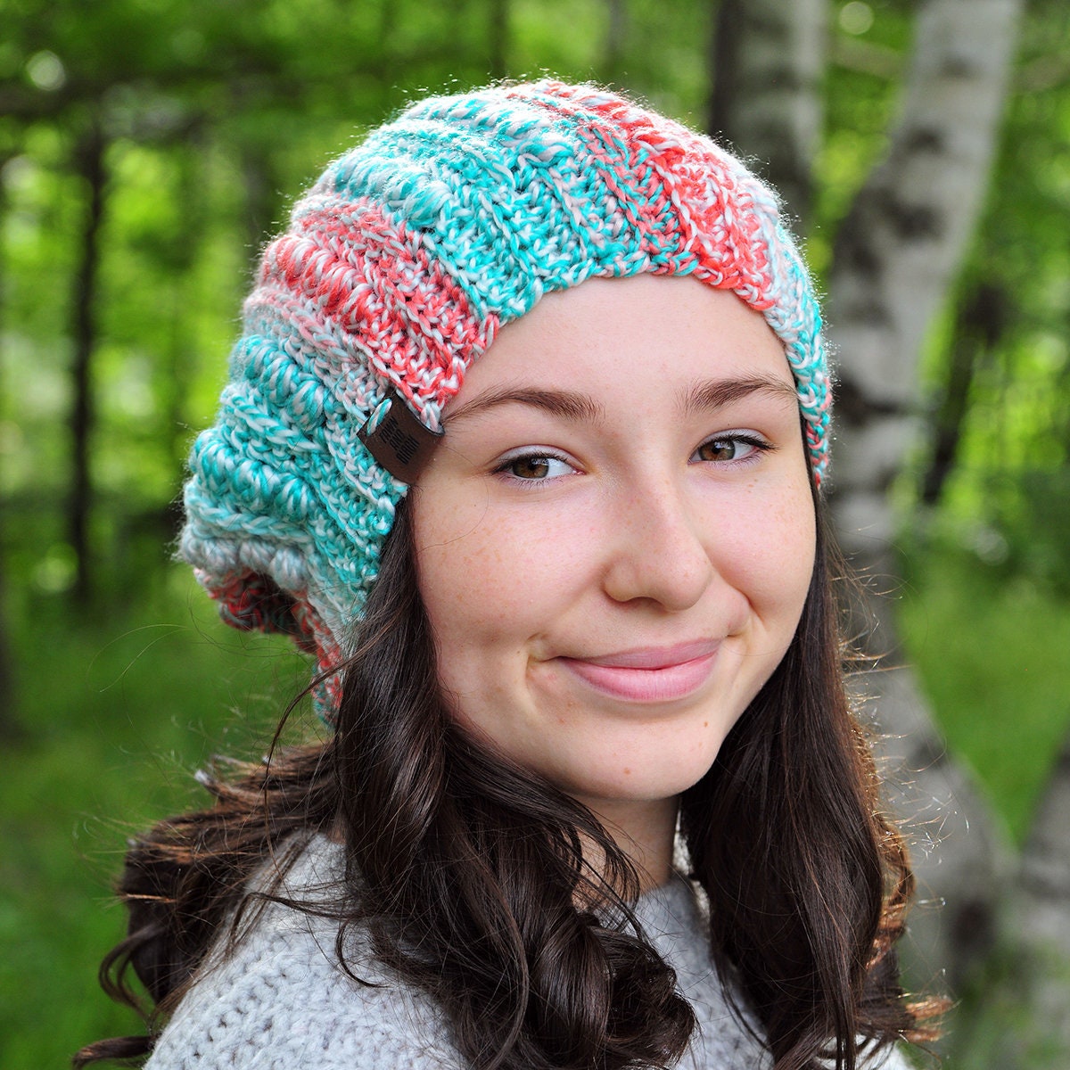 Handmade Crochet Tweed Hat: Aqua Blue Winter Toque - Etsy display picture 1