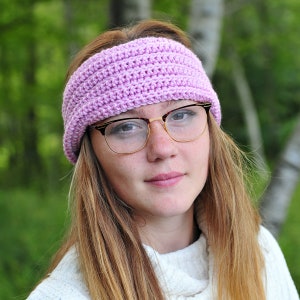 Rosa Twist Earwarmer, weiche Boho Stirnband, gerippte Stirnband, Pastell, häkeln Ohr wärmer, Wintermode, Geschenk für Teens oder Frauen