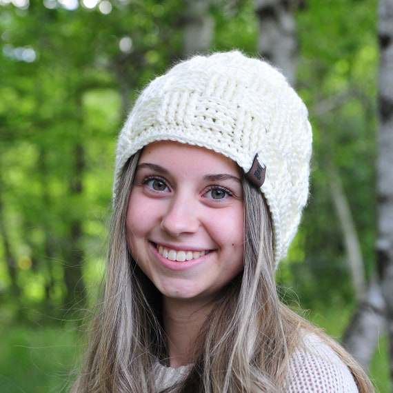 Ivory Winter Hat Cream Basketweave 