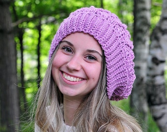 Pink Slouch Hat for Women, Crochet Toque, Crocheted Hat, Cute Fall Fashion, Soft and Warm, Christmas Gift Idea, Fun Gift for Teens