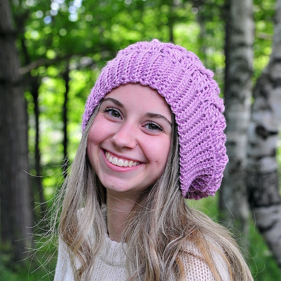 Women\'s Crochet Knitted Style Beanie Slouchy Hat Pink Women Crochet Summer Hat Women Summer Slouchy Beanie in  main image 3