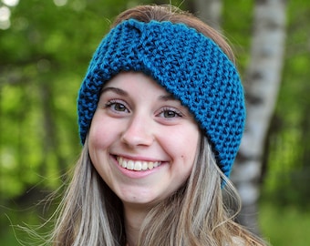 Teal Knit Headband: Soft Acrylic Twist Ear Warmer