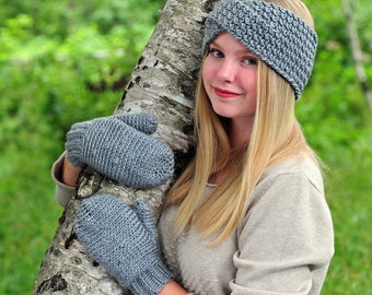 Grey Winter Mittens, Womens Mitts, Soft Acrylic Yarn, Crochet, Teen Christmas Gift