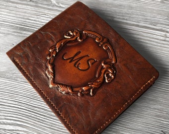 Cartera de cuero personalizada para hombres Cartera delgada plegable Regalo personalizado de cuero genuino para hombres Hecho a mano personalizado Personal