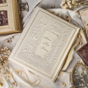 Luxury Leather Wedding Photo Album with Custom Engraving Handmade Personalized Unique Wedding Anniversary Gift Family Scrapbook Album