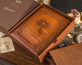 Unique Wedding Gift For Couple "Our Family Story" Leather Book Personalized Anniversary Gift