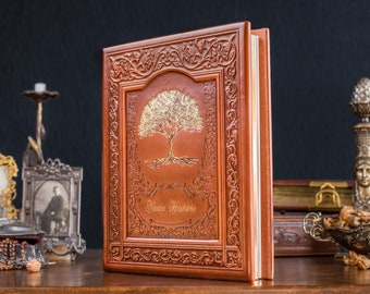 Einzigartiges Hochzeitsgeschenk für Paar &quot;Unsere Familiengeschichte&quot; Lederbuch Personalisiertes Jahrestagsgeschenk