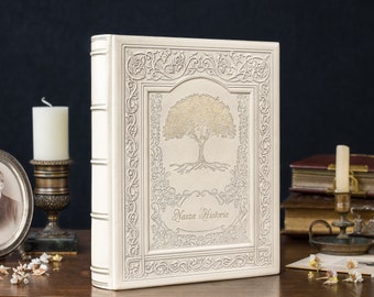 Personalized Family Book Genuine Leather with Large Genealogical Trees A3 Format Memory Keepsake Album Wedding Gift