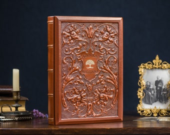 Personalized Leather Family Journal | Handmade Genealogy Book and Memory Heritage Album 14th Anniversary Gift Luxury Wedding Gift Pedigree