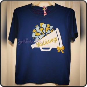 Cheer Megaphone & Pom Poms * Bodysuit or T Shirt YOUTH