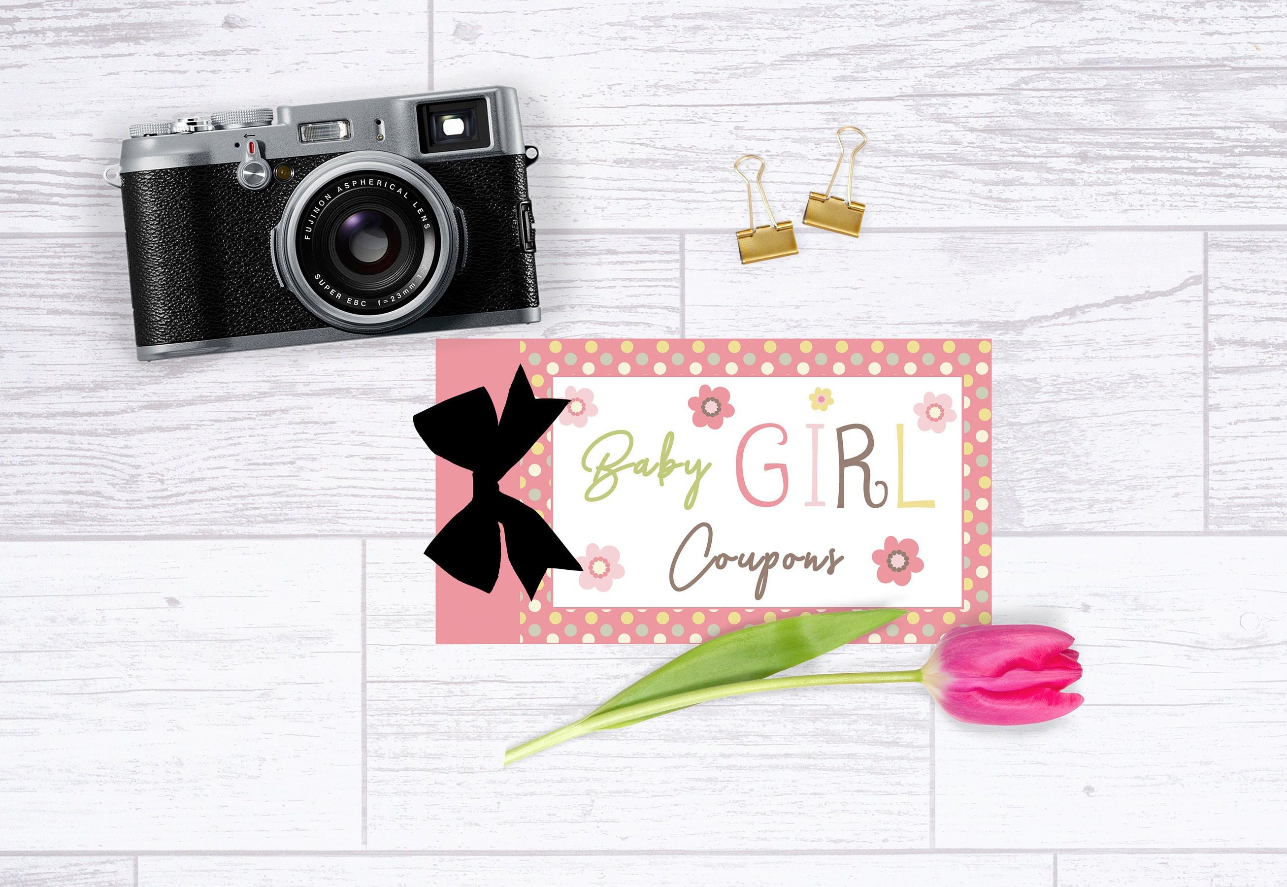 Baby Girl Shower Coupon Book, Baby Shower Game and Gift for Mom, Gender