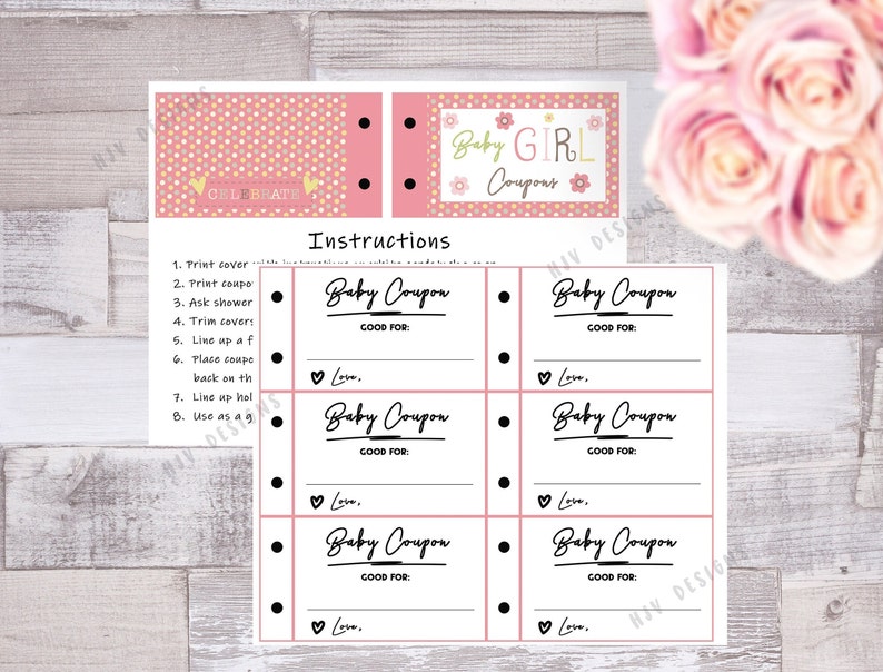 Baby Girl Shower Coupon Book Baby Shower Game and Gift for Etsy UK