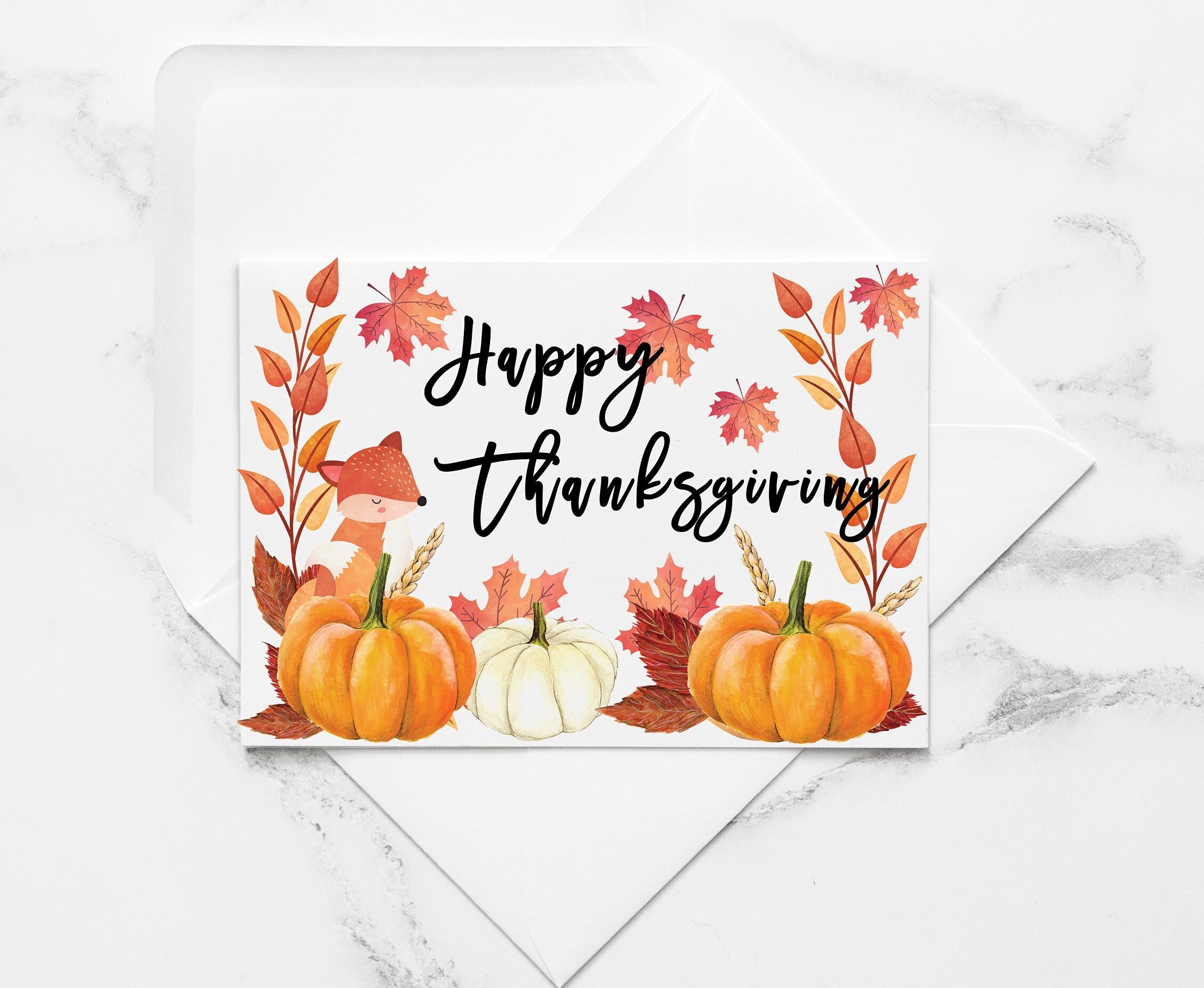 Happy Thanksgiving Printable Greeting Card Fall Digital - Etsy